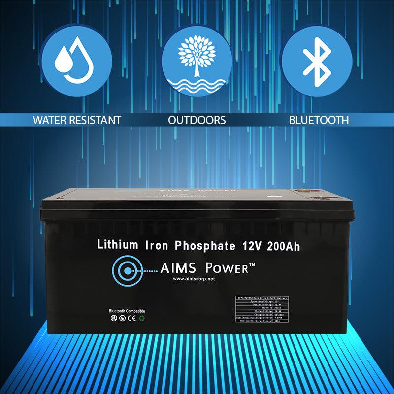 AIMS Power Lithium Battery 12V 200Ah LiFePO4 Lithium Iron Phosphate 6