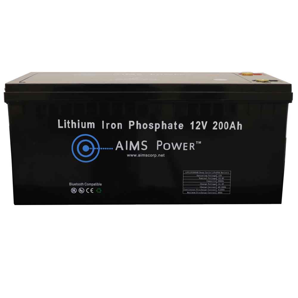 AIMS Power Lithium Battery 12V 200Ah LiFePO4 Lithium Iron Phosphate 3